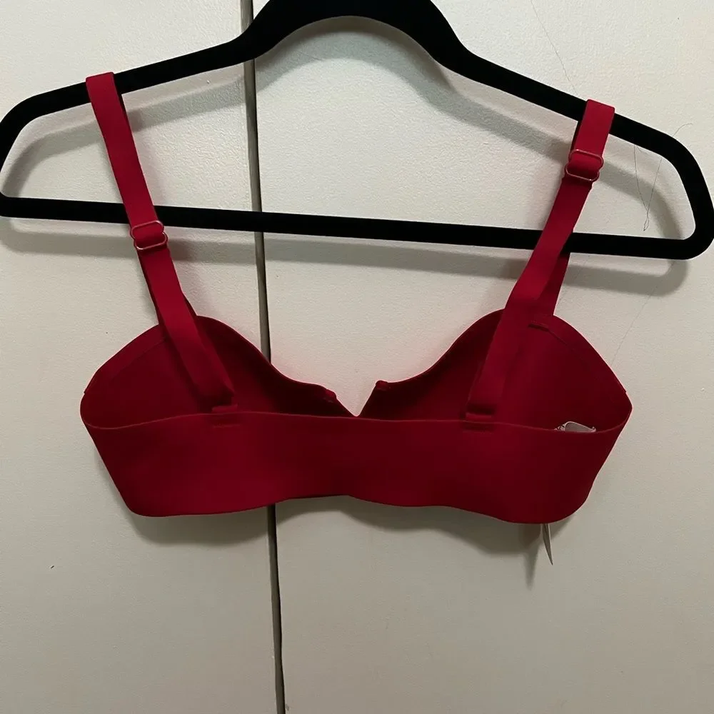 Free People Notched Lily Scuba Bralette - Haute Red, Size Medium‎